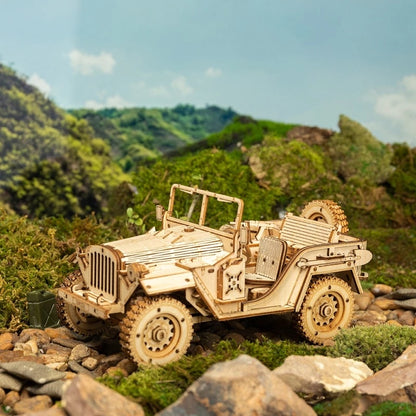 ROKR 3D Wooden Army Jeep Puzzle – DIY Model Kit for Teens & Adults (MC701)