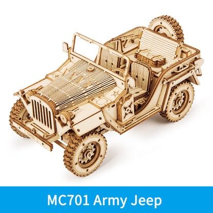 ROKR 3D Wooden Army Jeep Puzzle – DIY Model Kit for Teens & Adults (MC701)
