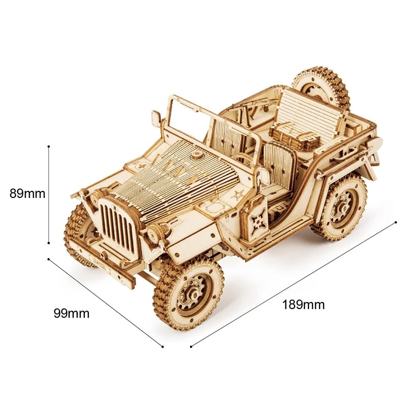 ROKR 3D Wooden Army Jeep Puzzle – DIY Model Kit for Teens & Adults (MC701)