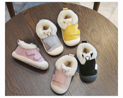 Cozy Toddler Winter Shoes with Fur Lining – Non-Slip Velcro Baby Sneakers