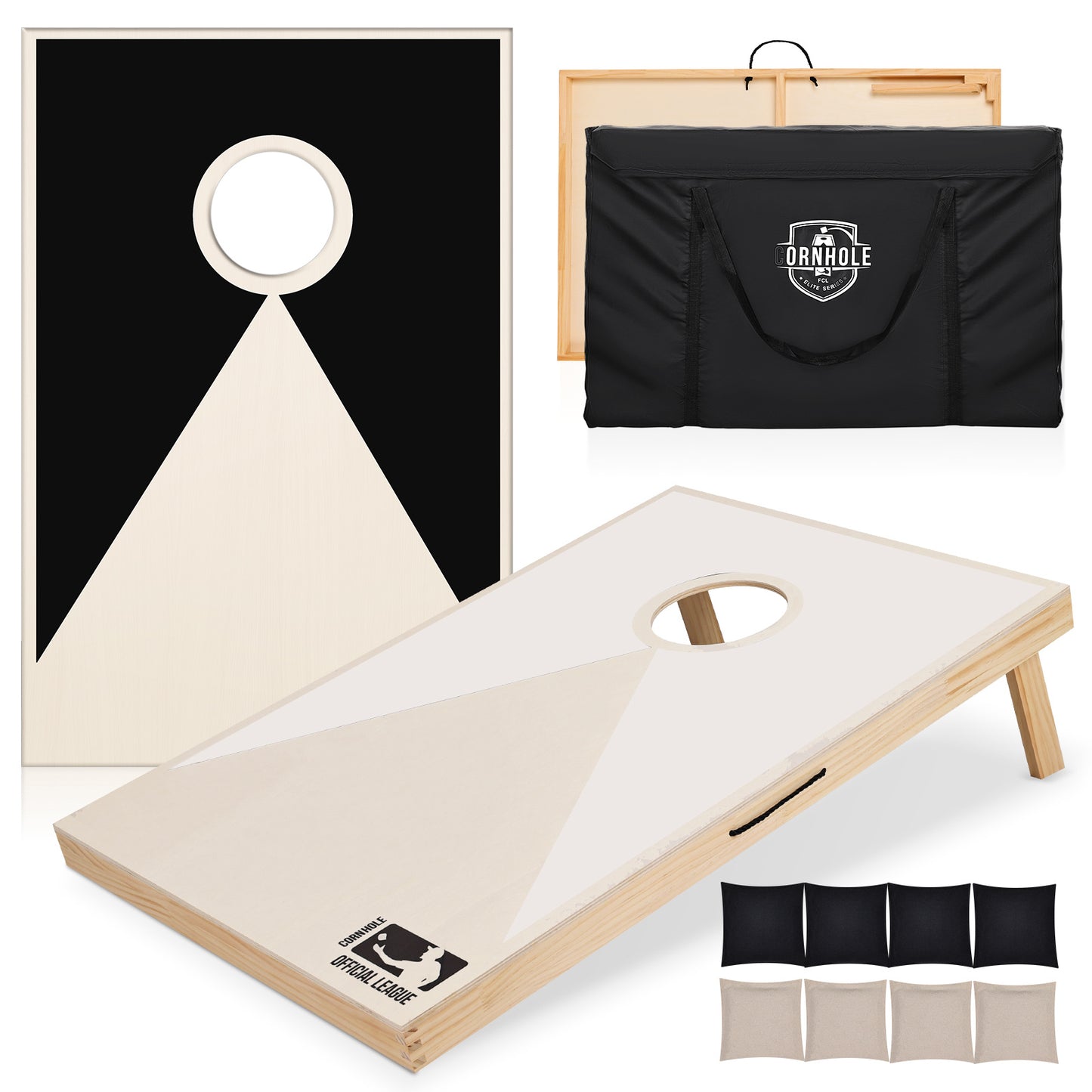 Solid Wood Cornhole Set – 3ft x 2ft Game Boards with 8 Bean Bags