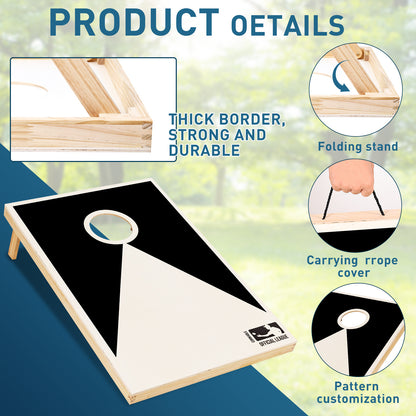Solid Wood Cornhole Set – 3ft x 2ft Game Boards with 8 Bean Bags