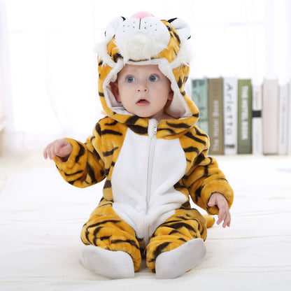 Cozy Animal Hooded Baby Romper – Soft Fleece One-Piece for Fall & Winter (0–3 Years)