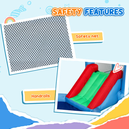 4-in-1 Inflatable Bounce House with Slide, Ball Pit & Basketball Hoop – 163" Kids Play Center