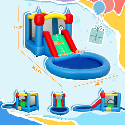 4-in-1 Inflatable Bounce House with Slide, Ball Pit & Basketball Hoop – 163" Kids Play Center