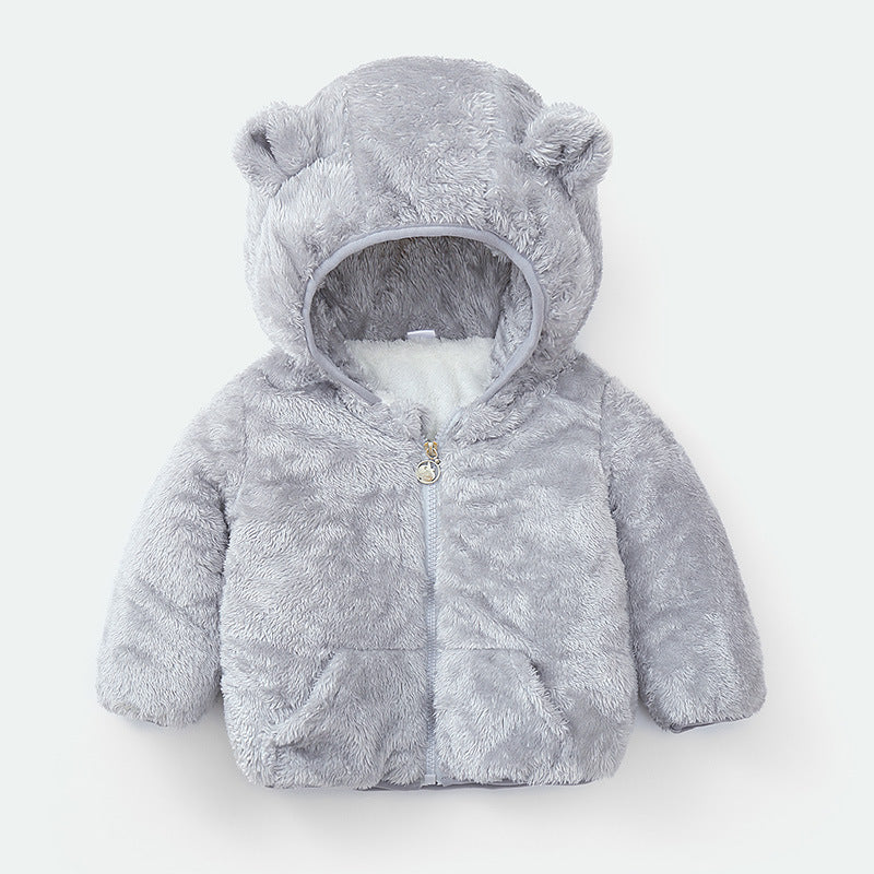 Cozy Bear Hood Fleece Baby Jacket – Warm Winter Zip-Up with Ears