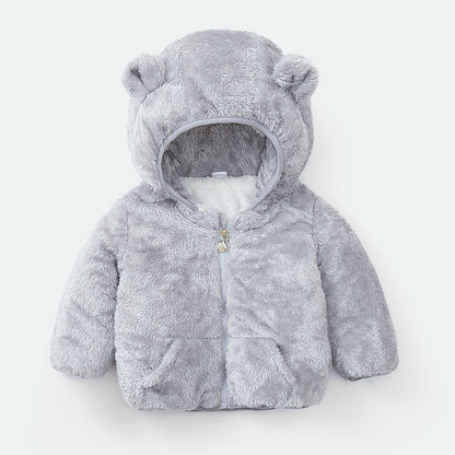 Cozy Bear Hood Fleece Baby Jacket – Warm Winter Zip-Up with Ears