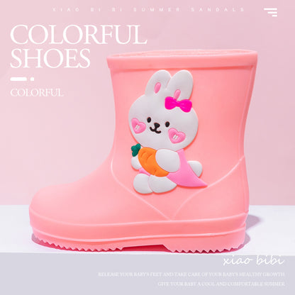 Kids’ Pink Bunny Rain Boots – Waterproof, Non-Slip, Soft & Lightweight (Toddler)