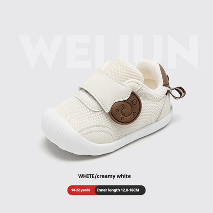 Snail-Patch Mesh Baby & Toddler Sneakers | Breathable Soft-Sole Shoes in White, Grey & Strawberry Pink