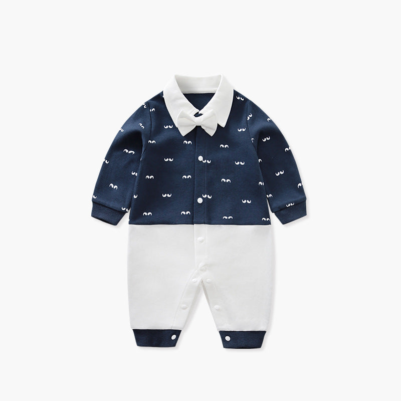 Baby Boy Dressy Romper Onesie (Long Sleeve) – Korean-Style “Little Gentleman” Outfit