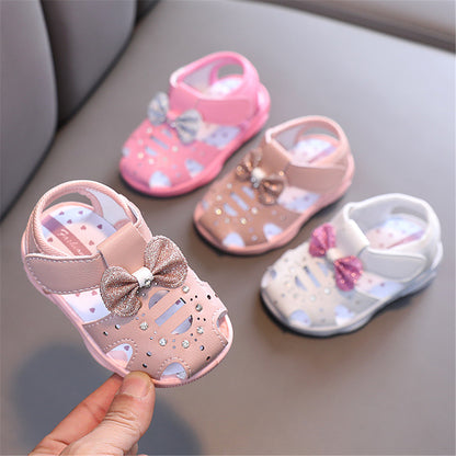 Baby Girl Sound-Activated Sandals with Soft Sole – Cute First Walkers