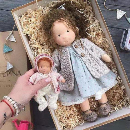 Handmade Curly Girl Plush Doll – 30cm Velvet Stuffed Toy with Clothes