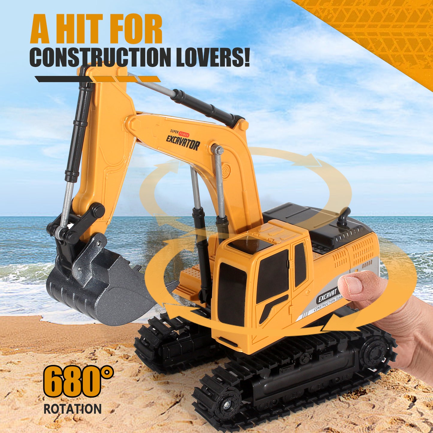 RC Excavator Truck – Remote Control Construction Vehicle with Metal Shovel & Lights