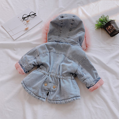 Little Baby Cozy Denim Hooded Coat (Warm Lined | Fall & Winter Essential)