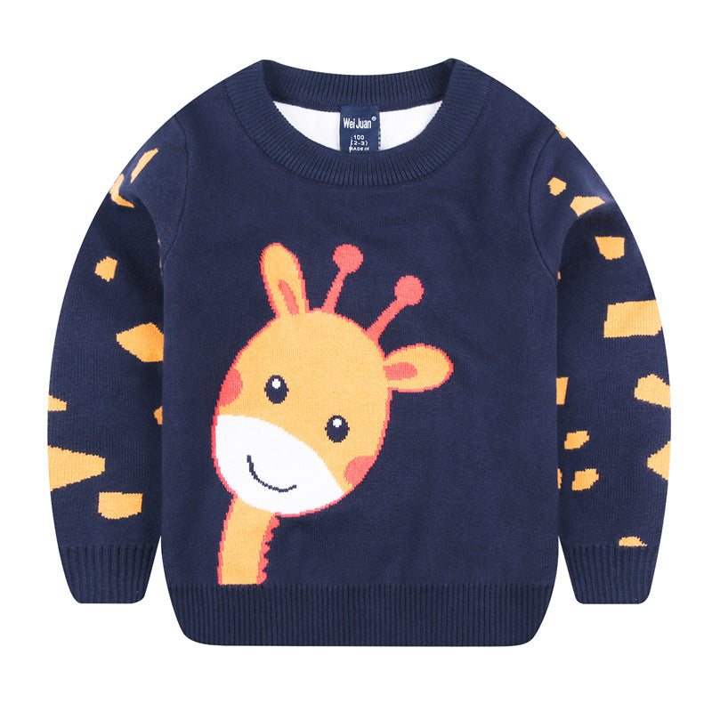 Kids Cartoon Animal Knit Sweater Pullover (Crewneck) – Long Sleeve Toddler & Kids Top