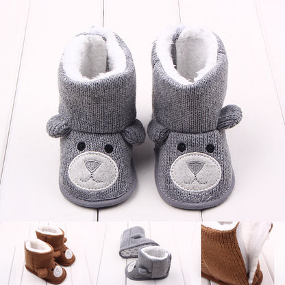 Cozy Bear Baby Booties – Soft Cotton Toddler Shoes with Warm Plush Lining