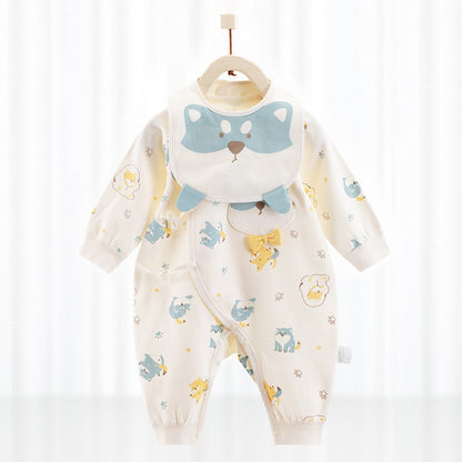 Cotton Wrap-Style Baby Romper with Matching Bib – Soft One-Piece for Newborns (0-6 Months)