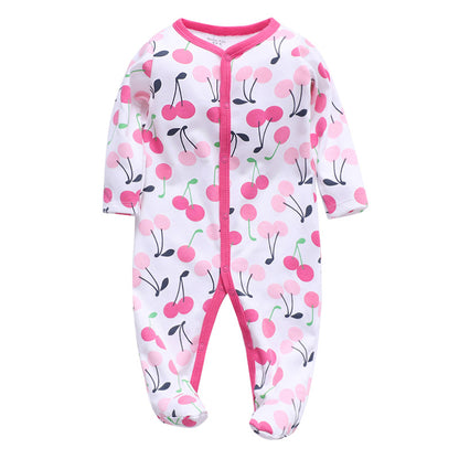 Baby Footed Pajama Romper – Soft Cotton Long-Sleeve Sleeper with Snap Front for Newborns & Infants (3–12 Months)
