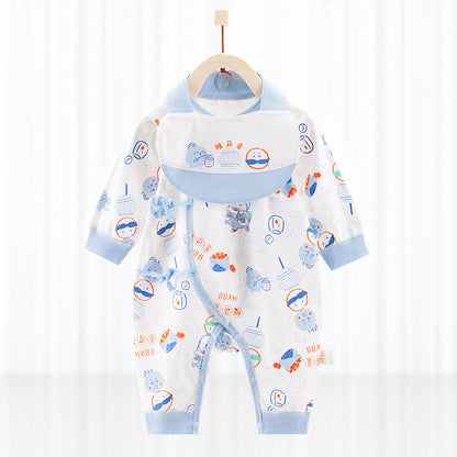Cotton Wrap-Style Baby Romper with Matching Bib – Soft One-Piece for Newborns (0-6 Months)