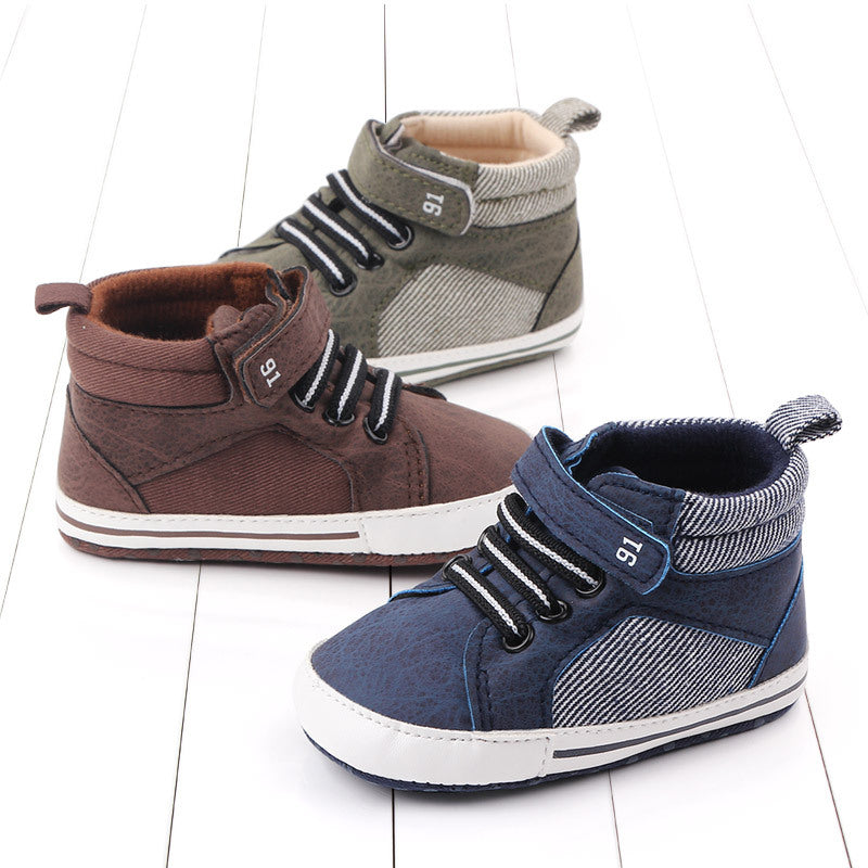 Baby High-Top Sneakers (6–18 Months) – Breathable Velcro First Walker Shoes