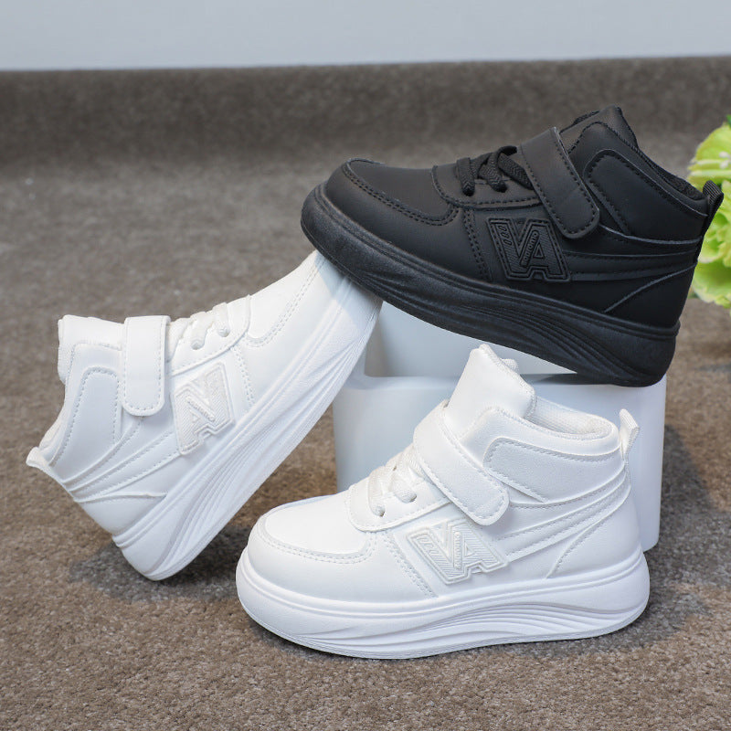 Kids’ High-Top Sport Sneakers – Comfy, Durable & Easy-Wear (Black & White)