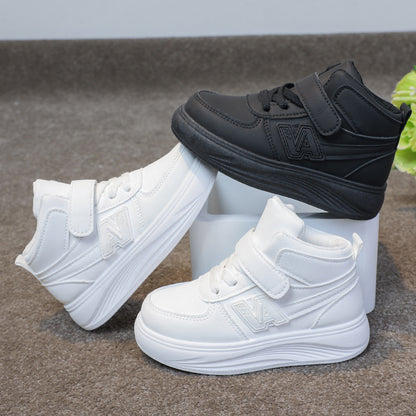 Kids’ High-Top Sport Sneakers – Comfy, Durable & Easy-Wear (Black & White)