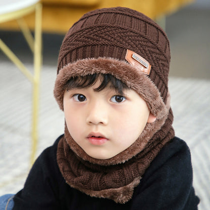 Kids Fleece-Lined Knit Beanie + Neck Warmer Set