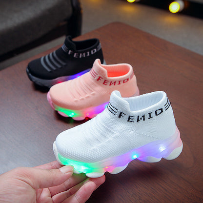 Kids LED Light-Up Knit Sneakers – Lightweight Slip-On Sneakers for Toddlers & Kids