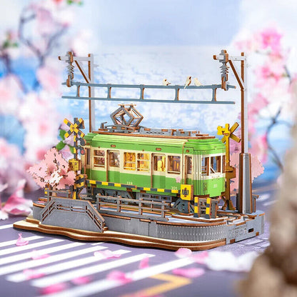 Rolife Sakura Journey Tram 3D Wooden Puzzle – DIY Model for Teens & Collectors