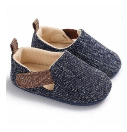 Denim-Look Slip-On Baby Loafers | Soft-Sole Casual Crib Shoes for Boys
