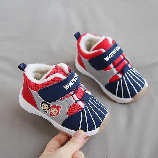 Fleece-Lined Toddler Sneaker Boots with Velcro Strap – Warm Non-Slip First Walker Shoes
