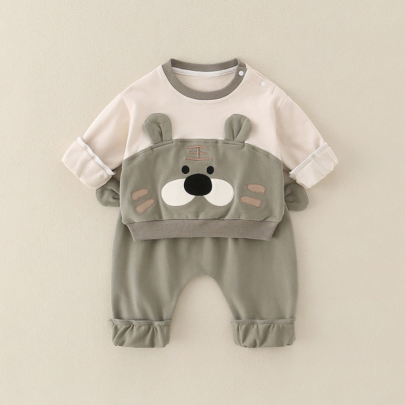 Baby & Toddler Animal Print 2-Piece Cotton Set | Sweatshirt & Pants in Playful Cartoon Designs
