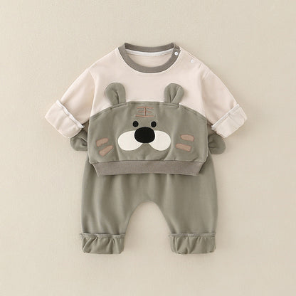 Baby & Toddler Animal Print 2-Piece Cotton Set | Sweatshirt & Pants in Playful Cartoon Designs