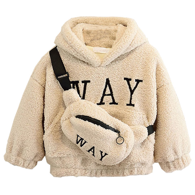 “WAY” Cozy Fleece Hoodie Set for Kids – Plush Hooded Sweatshirt with Matching Crossbody Bag