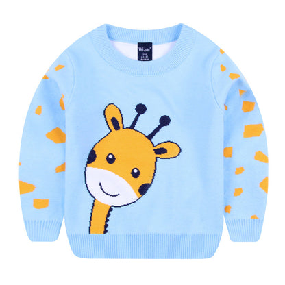 Kids Cartoon Animal Knit Sweater Pullover (Crewneck) – Long Sleeve Toddler & Kids Top