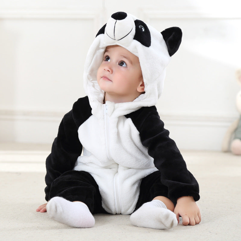 Cozy Animal Hooded Baby Romper – Soft Fleece One-Piece for Fall & Winter (0–3 Years)