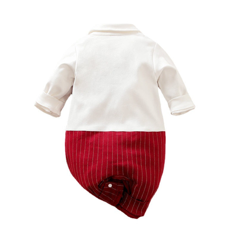Baby Boy Gentleman Romper with Bow Tie – Classic Dressy Jumpsuit for Special Occasions