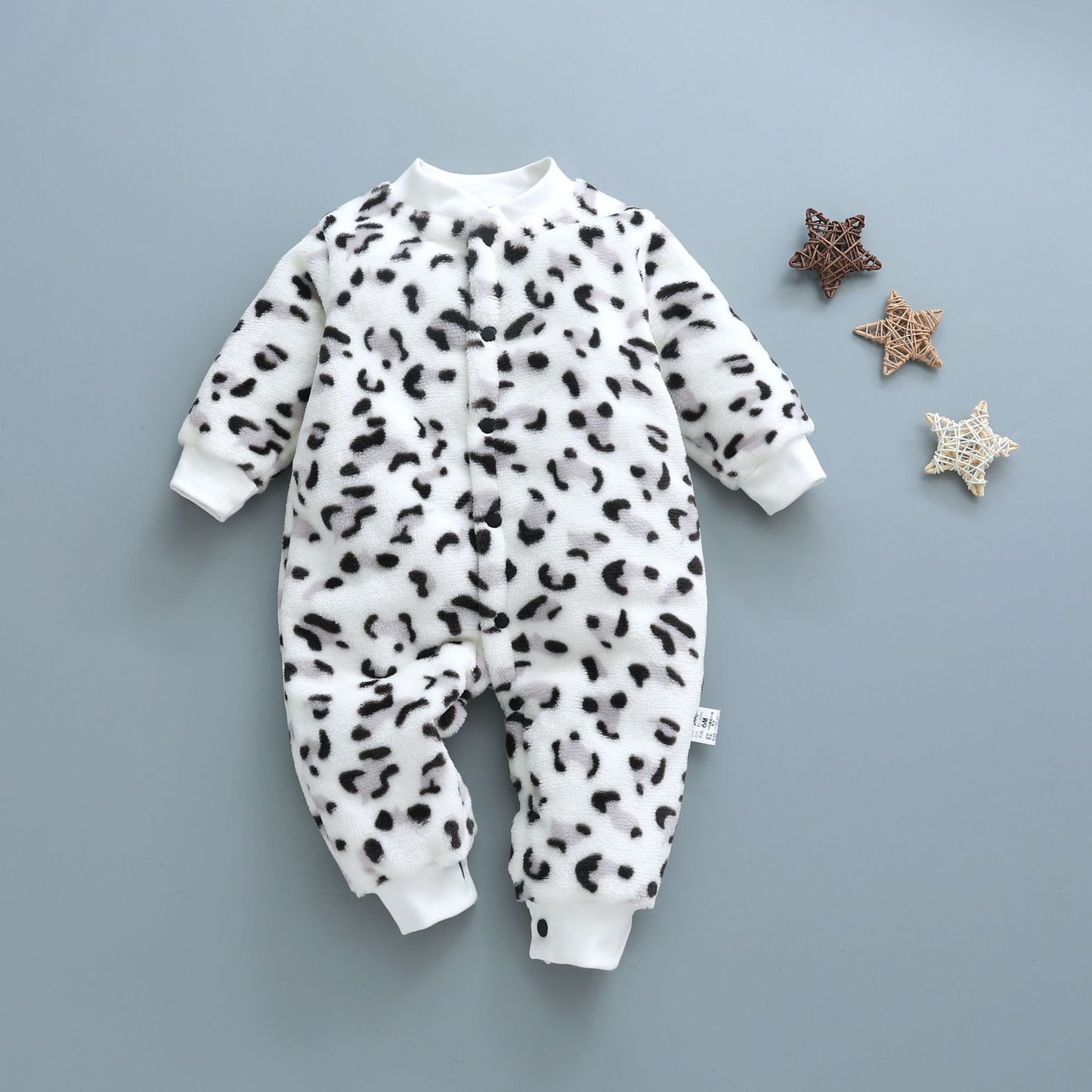 Cozy Fleece Baby Romper – Warm Cartoon Print Footless Jumpsuit for Newborns & Infants (0–24 Months)