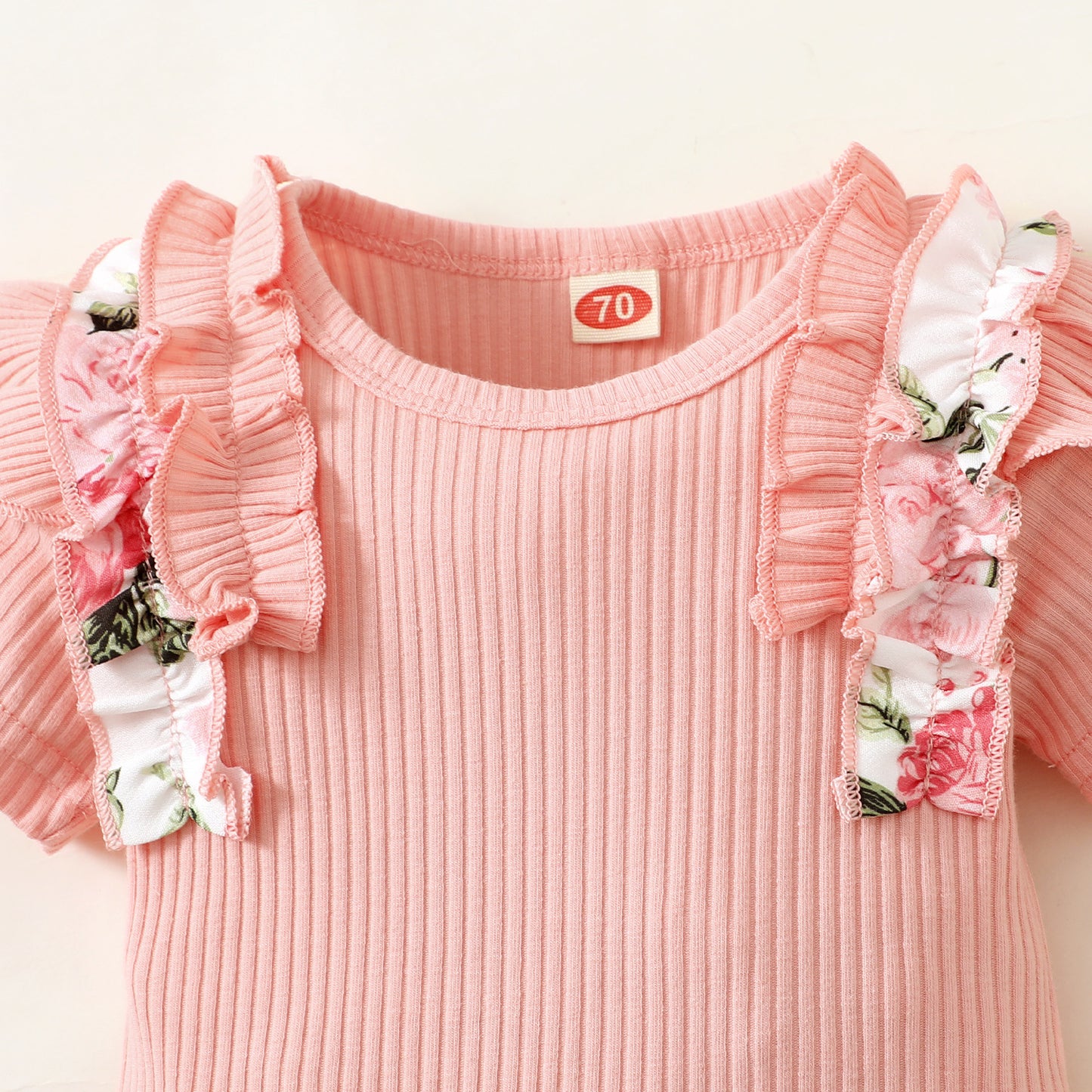 Baby Girl Flutter-Sleeve Romper & Printed Bloomer Shorts Set — Floral, Plaid & Heart Styles