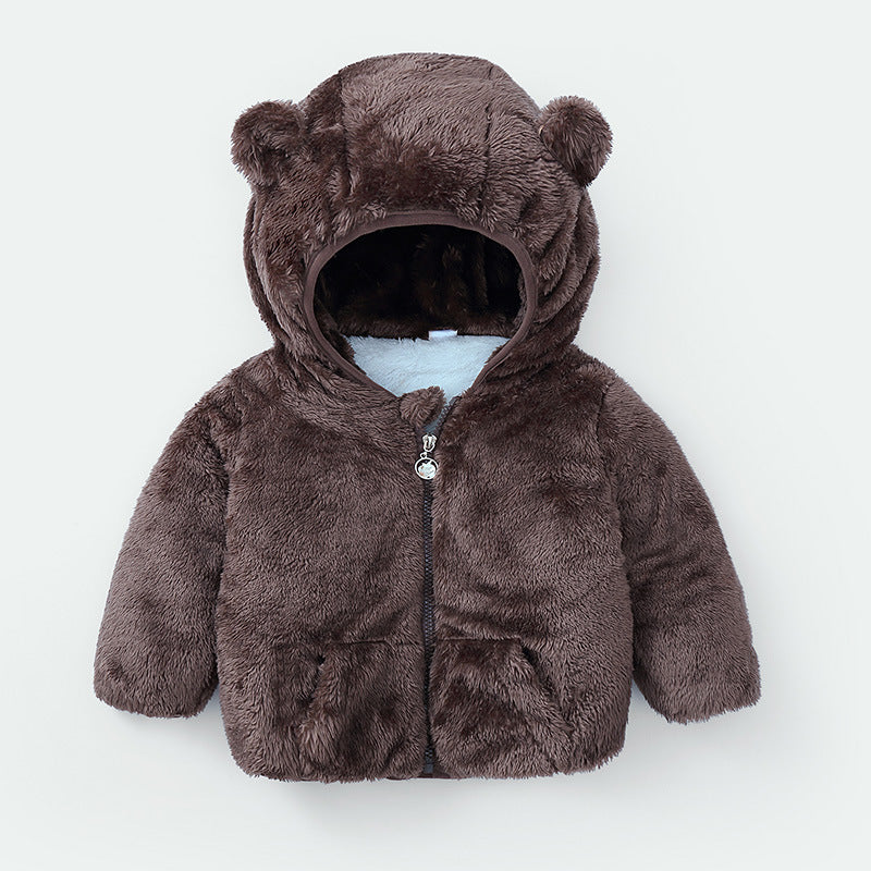 Cozy Bear Hood Fleece Baby Jacket – Warm Winter Zip-Up with Ears