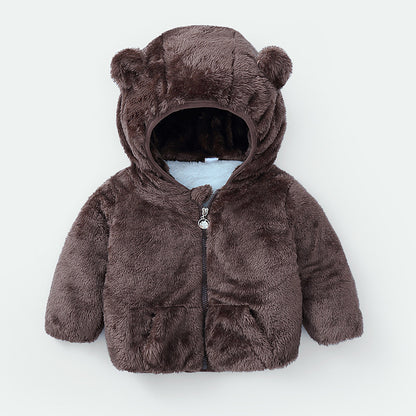 Cozy Bear Hood Fleece Baby Jacket – Warm Winter Zip-Up with Ears