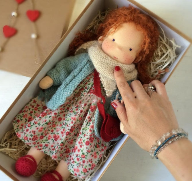 Handmade Curly Girl Plush Doll – 30cm Velvet Stuffed Toy with Clothes