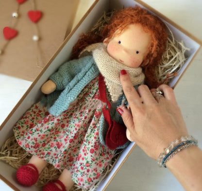 Handmade Curly Girl Plush Doll – 30cm Velvet Stuffed Toy with Clothes