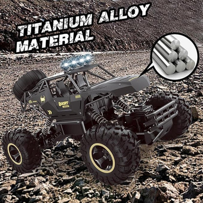 RC Rock Crawler 4WD Off-Road Truck with LED Lights & Rechargeable Batteries