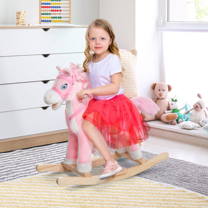 Pink Plush Rocking Horse – Realistic Sounds & Swinging Tail for Kids 3+
