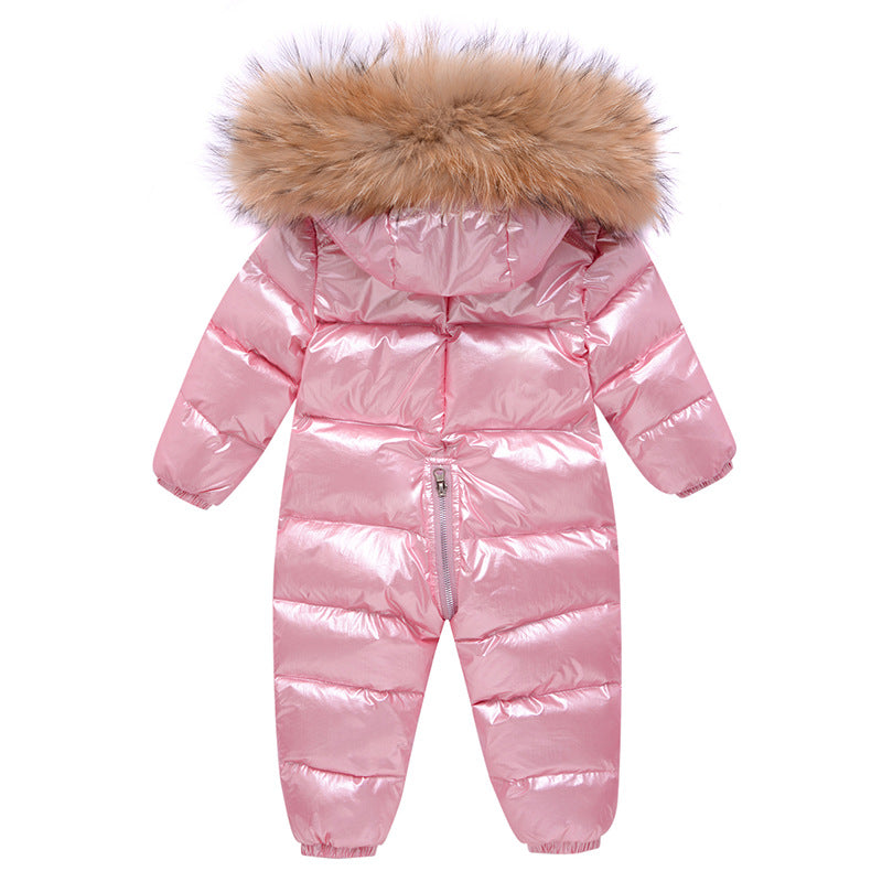 Baby Unisex Duck Down Snowsuit – One-Piece Winter Down Jacket Jumpsuit