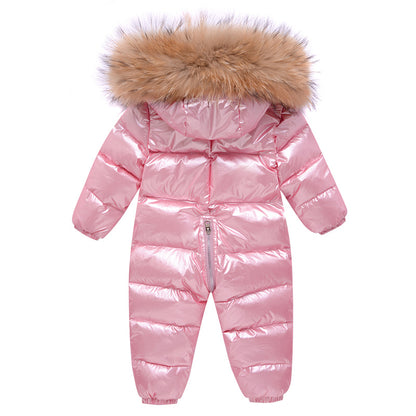 Baby Unisex Duck Down Snowsuit – One-Piece Winter Down Jacket Jumpsuit