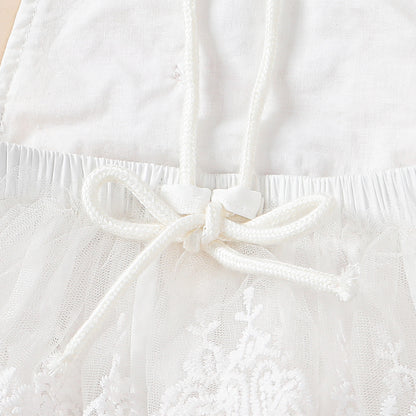 Baby Girl Butterfly Lace Romper Dress with Headband — Halter Neck Tutu Style