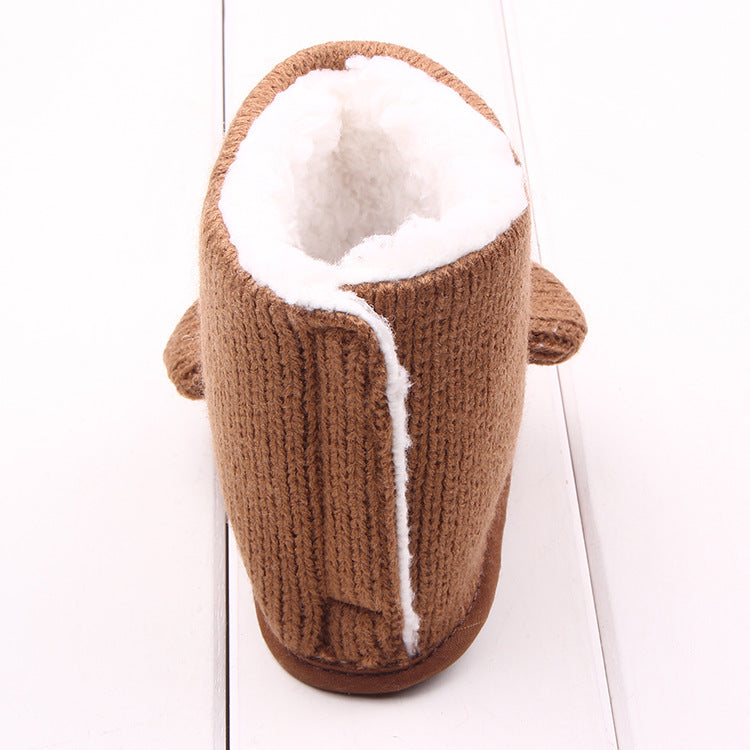 Cozy Bear Baby Booties – Soft Cotton Toddler Shoes with Warm Plush Lining