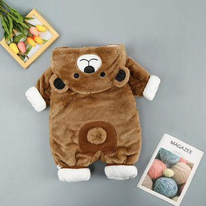 Cozy Bear Hooded Baby Romper – Plush Winter Onesie for Newborns & Toddlers